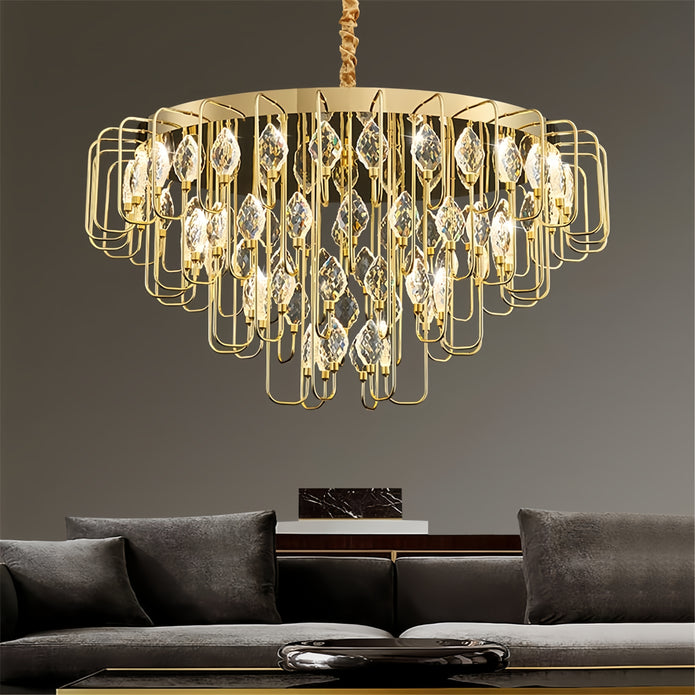 BAMDECOR C3345 Modern Luxury Crystal-leaf Chandelier LED Fashion Creativity Pendant Ceiling Lights(60cm-Gold) V255-BAM-C3345-60