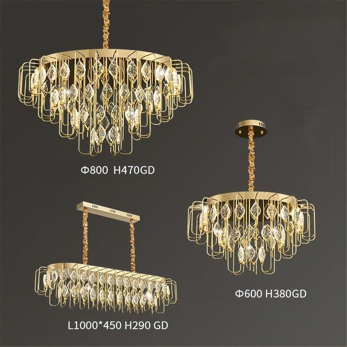 BAMDECOR C3345 Modern Luxury Crystal-leaf Chandelier LED Fashion Creativity Pendant Ceiling Lights(60cm-Gold) V255-BAM-C3345-60