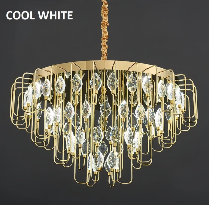 BAMDECOR C3345 Modern Luxury Crystal-leaf Chandelier LED Fashion Creativity Pendant Ceiling Lights(60cm-Gold) V255-BAM-C3345-60