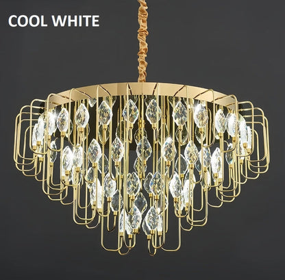 BAMDECOR C3345 Modern Luxury Crystal-leaf Chandelier LED Fashion Creativity Pendant Ceiling Lights(60cm-Gold) V255-BAM-C3345-60