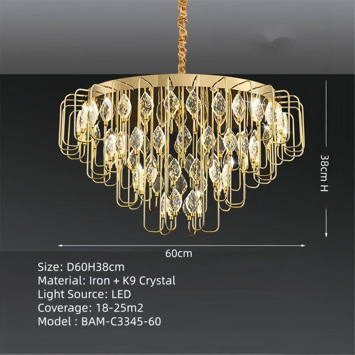 BAMDECOR C3345 Modern Luxury Crystal-leaf Chandelier LED Fashion Creativity Pendant Ceiling Lights(60cm-Gold) V255-BAM-C3345-60
