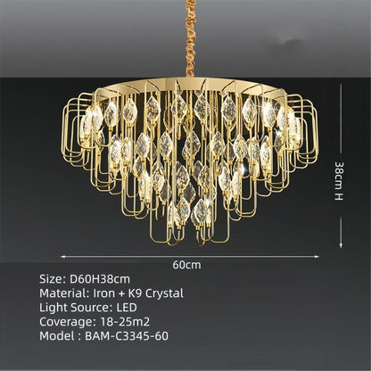 BAMDECOR C3345 Modern Luxury Crystal-leaf Chandelier LED Fashion Creativity Pendant Ceiling Lights(60cm-Gold) V255-BAM-C3345-60