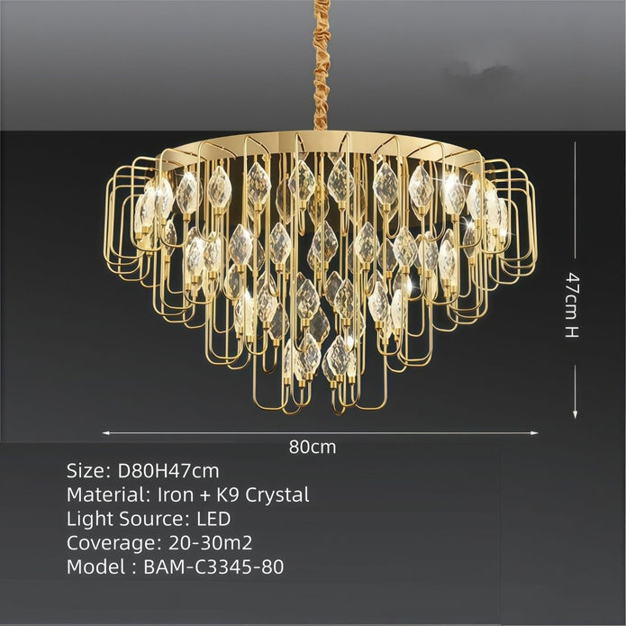 BAMDECOR C3345 Modern Luxury Crystal-leaf Chandelier LED Fashion Creativity Pendant Ceiling Lights(80cm-Gold) V255-BAM-C3345-80