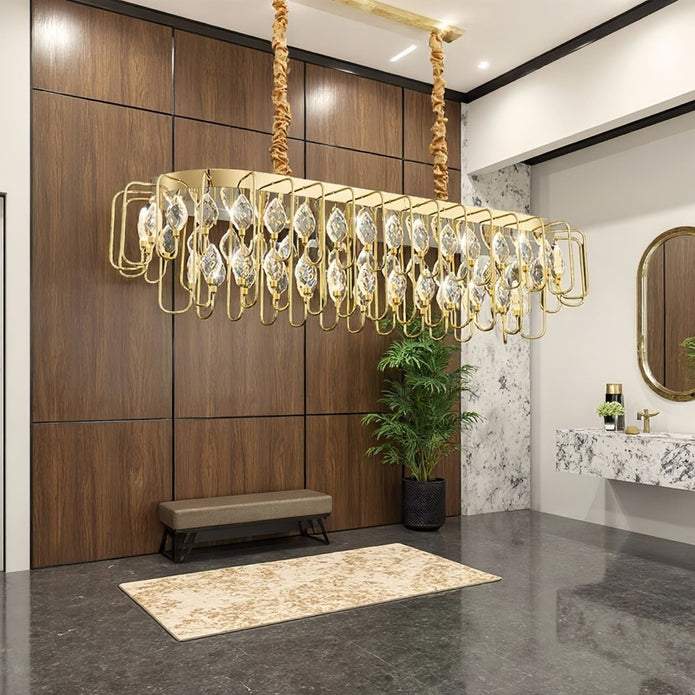 BAMDECOR C3345/OVAL1.2 Modern French Home Decor Luxury Crystal-leaf Chandelier LED Fashion Creativity Pendant V255-BAM-C3345-OVAL