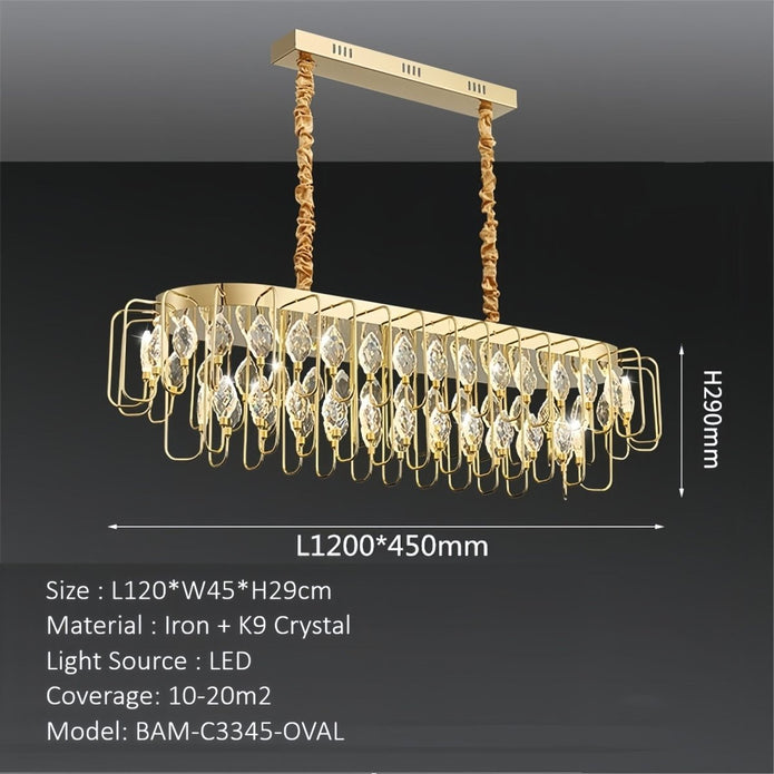 BAMDECOR C3345/OVAL1.2 Modern French Home Decor Luxury Crystal-leaf Chandelier LED Fashion Creativity Pendant V255-BAM-C3345-OVAL