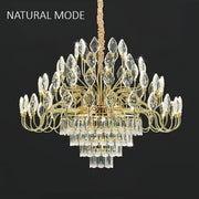 BAMDECOR C3347 Modern Luxury Crystal-leaf Chandelier LED Fashion Creativity Pendant Ceiling Lights(60cm-Gold) V255-BAM-C3347-60