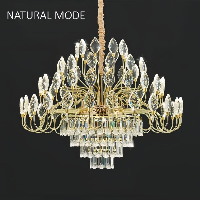 BAMDECOR C3347 Modern Luxury Crystal-leaf Chandelier LED Fashion Creativity Pendant Ceiling Lights(60cm-Gold) V255-BAM-C3347-60