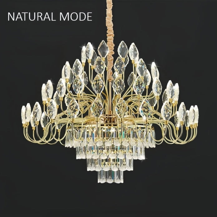 BAMDECOR C3347 Modern Luxury Crystal-leaf Chandelier LED Fashion Creativity Pendant Ceiling Lights(60cm-Gold) V255-BAM-C3347-60