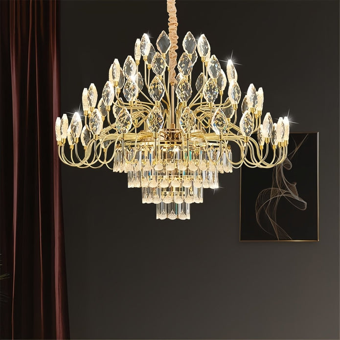 BAMDECOR C3347 Modern Luxury Crystal-leaf Chandelier LED Fashion Creativity Pendant Ceiling Lights(80cm-Gold) V255-BAM-C3347-80