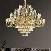 BAMDECOR C3347 Modern Luxury Crystal-leaf Chandelier LED Fashion Creativity Pendant Ceiling Lights(80cm-Gold) V255-BAM-C3347-80
