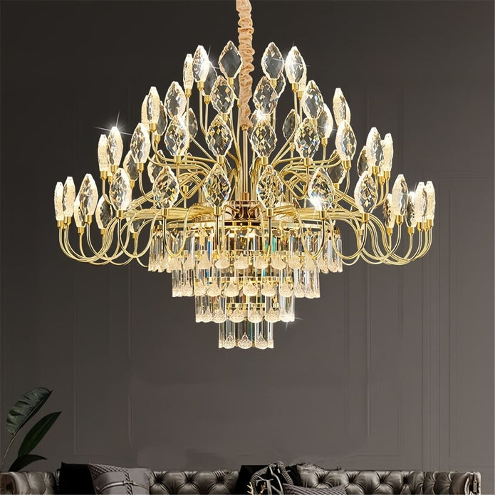 BAMDECOR C3347 Modern Luxury Crystal-leaf Chandelier LED Fashion Creativity Pendant Ceiling Lights(80cm-Gold) V255-BAM-C3347-80