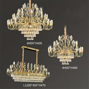 BAMDECOR C3347 Modern Luxury Crystal-leaf Chandelier LED Fashion Creativity Pendant Ceiling Lights(80cm-Gold) V255-BAM-C3347-80