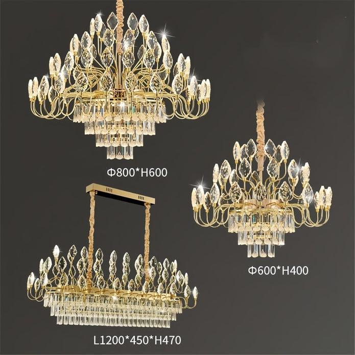 BAMDECOR C3347 Modern Luxury Crystal-leaf Chandelier LED Fashion Creativity Pendant Ceiling Lights(80cm-Gold) V255-BAM-C3347-80