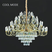 BAMDECOR C3347 Modern Luxury Crystal-leaf Chandelier LED Fashion Creativity Pendant Ceiling Lights(80cm-Gold) V255-BAM-C3347-80