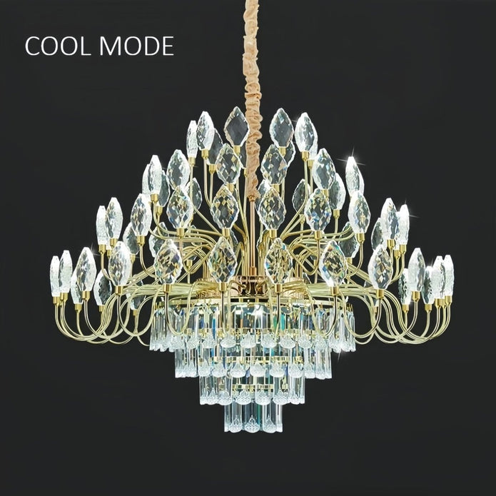 BAMDECOR C3347 Modern Luxury Crystal-leaf Chandelier LED Fashion Creativity Pendant Ceiling Lights(80cm-Gold) V255-BAM-C3347-80
