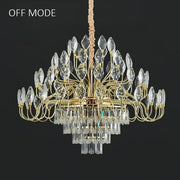 BAMDECOR C3347 Modern Luxury Crystal-leaf Chandelier LED Fashion Creativity Pendant Ceiling Lights(80cm-Gold) V255-BAM-C3347-80