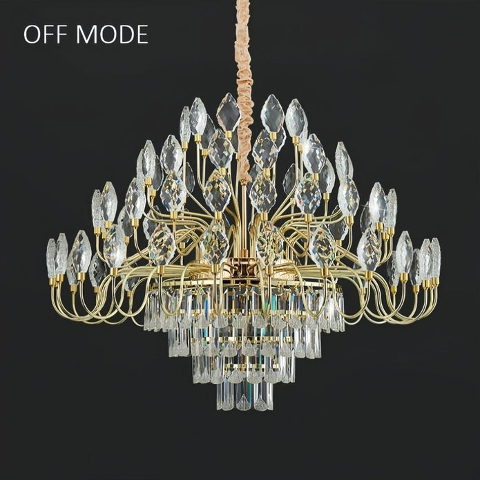BAMDECOR C3347 Modern Luxury Crystal-leaf Chandelier LED Fashion Creativity Pendant Ceiling Lights(80cm-Gold) V255-BAM-C3347-80