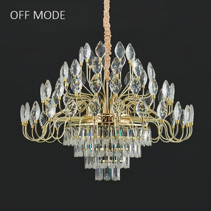 BAMDECOR C3347 Modern Luxury Crystal-leaf Chandelier LED Fashion Creativity Pendant Ceiling Lights(80cm-Gold) V255-BAM-C3347-80