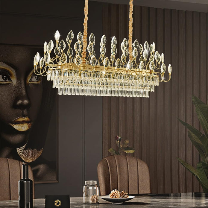 BAMDECOR C3347/OV Modern French Home Decor Luxury Crystal-leaf Chandelier LED Fashion Creativity Pendant V255-BAM-C3347-OVAL