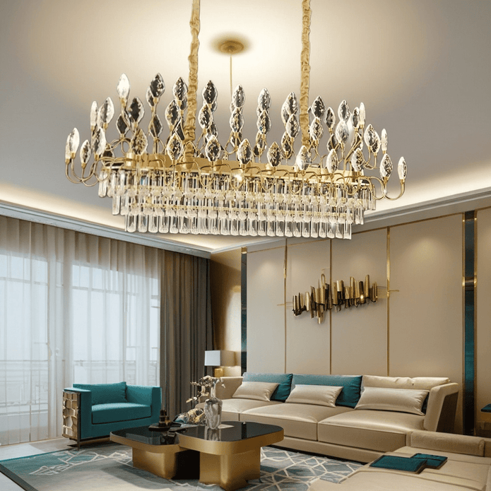 BAMDECOR C3347/OV Modern French Home Decor Luxury Crystal-leaf Chandelier LED Fashion Creativity Pendant V255-BAM-C3347-OVAL