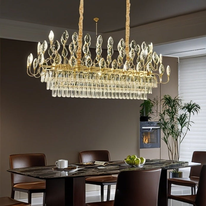 BAMDECOR C3347/OV Modern French Home Decor Luxury Crystal-leaf Chandelier LED Fashion Creativity Pendant V255-BAM-C3347-OVAL