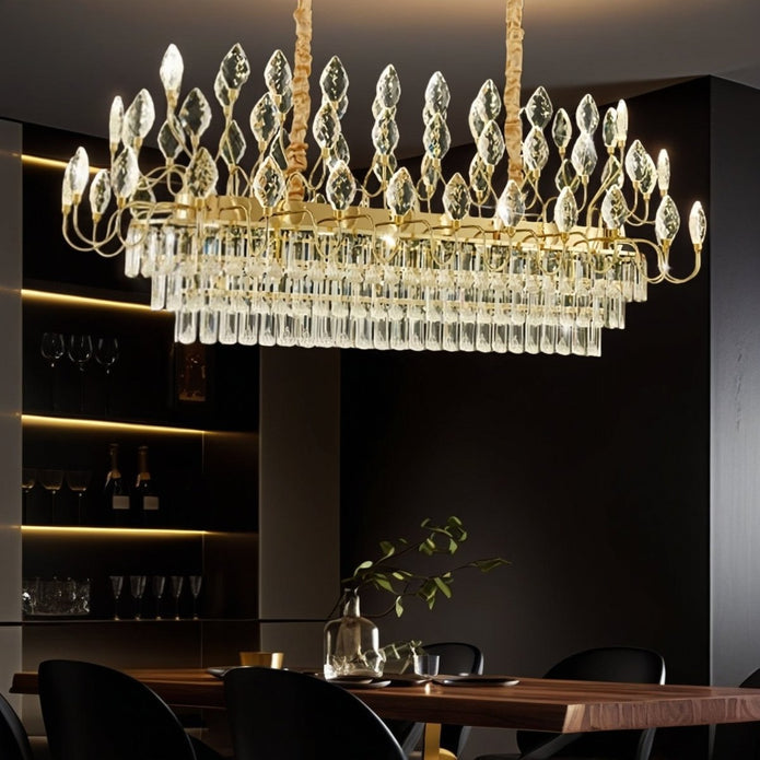 BAMDECOR C3347/OV Modern French Home Decor Luxury Crystal-leaf Chandelier LED Fashion Creativity Pendant V255-BAM-C3347-OVAL