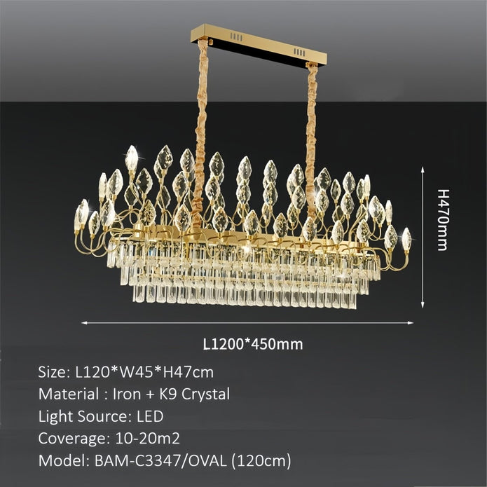 BAMDECOR C3347/OV Modern French Home Decor Luxury Crystal-leaf Chandelier LED Fashion Creativity Pendant V255-BAM-C3347-OVAL1