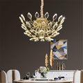 BAMDECOR C3348 Modern Luxury Crystal-leaf Chandelier LED Fashion Creativity Pendant Ceiling Lights(80cm-Gold) V255-BAM-C3348-80