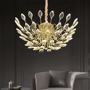 BAMDECOR C3348 Modern Luxury Crystal-leaf Chandelier LED Fashion Creativity Pendant Ceiling Lights(80cm-Gold) V255-BAM-C3348-80