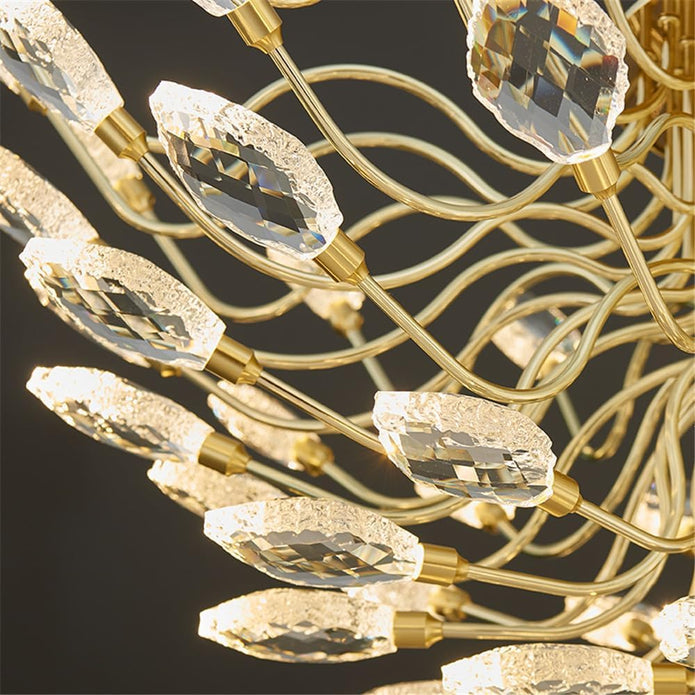 BAMDECOR C3348 Modern Luxury Crystal-leaf Chandelier LED Fashion Creativity Pendant Ceiling Lights(80cm-Gold) V255-BAM-C3348-80