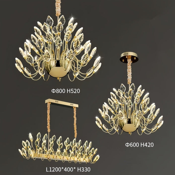 BAMDECOR C3349/1 Modern Luxury Crystal-leaf Chandelier LED Fashion Creativity Pendant Ceiling V255-BAM-C3349-1-60