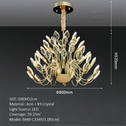 BAMDECOR C3349/1 Modern Luxury Crystal-leaf Chandelier LED Fashion Creativity Pendant Ceiling V255-BAM-C3349-1-60