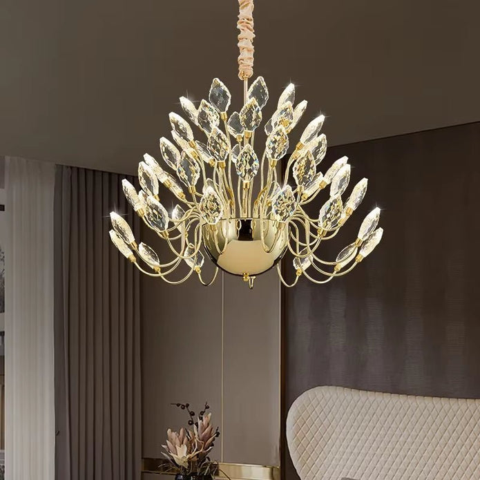 BAMDECOR C3349/1 Modern Luxury Crystal-leaf Chandelier LED Fashion Creativity Pendant Ceiling V255-BAM-C3349-1-80
