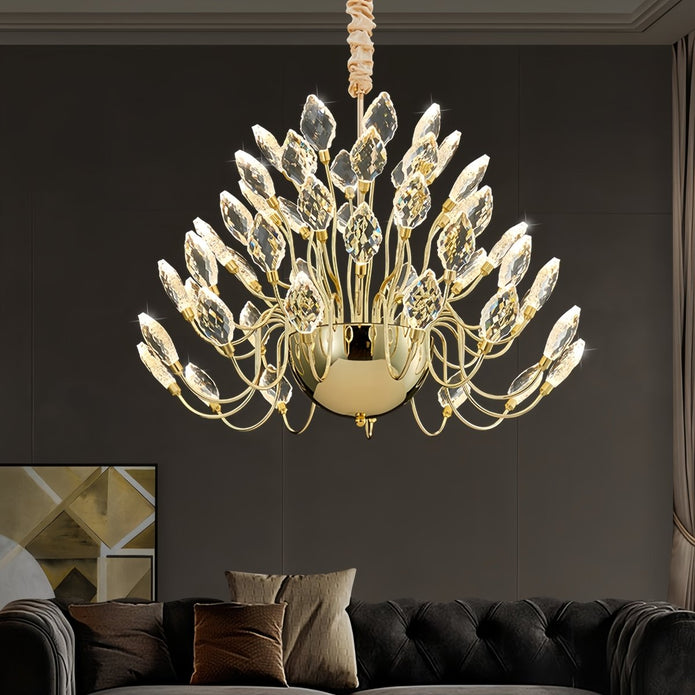 BAMDECOR C3349/1 Modern Luxury Crystal-leaf Chandelier LED Fashion Creativity Pendant Ceiling V255-BAM-C3349-1-80