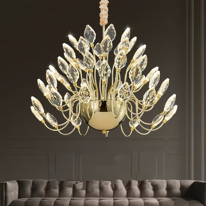 BAMDECOR C3349/1 Modern Luxury Crystal-leaf Chandelier LED Fashion Creativity Pendant Ceiling V255-BAM-C3349-1-80