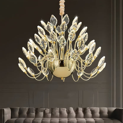 BAMDECOR C3349/1 Modern Luxury Crystal-leaf Chandelier LED Fashion Creativity Pendant Ceiling V255-BAM-C3349-1-80