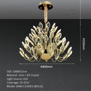 BAMDECOR C3349/1 Modern Luxury Crystal-leaf Chandelier LED Fashion Creativity Pendant Ceiling V255-BAM-C3349-1-80