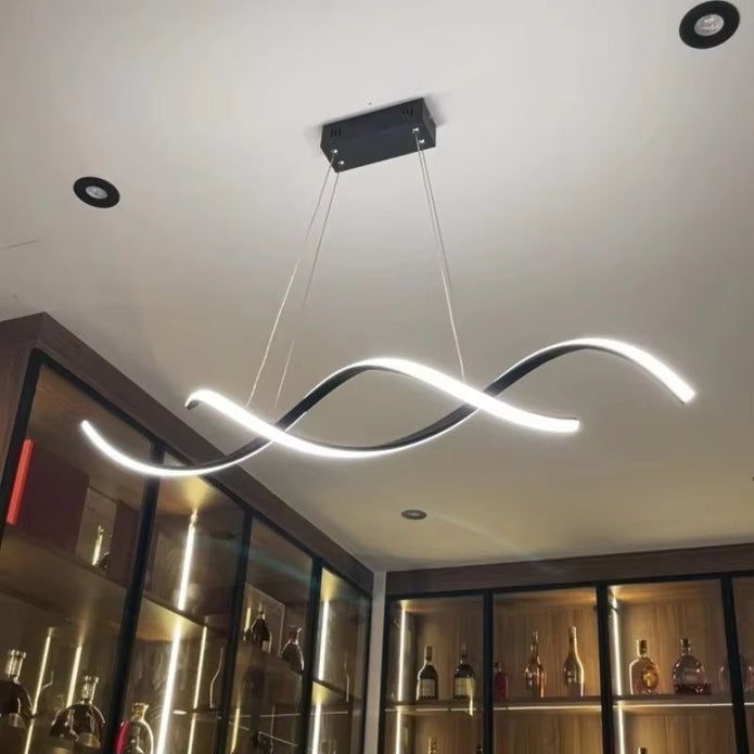 BAMDECOR A24122 Modern Minimalist Black Pendant Light Adjustable LED Chandelier for Dining Room and Bar V255-BAM-L-24122-BLK-120