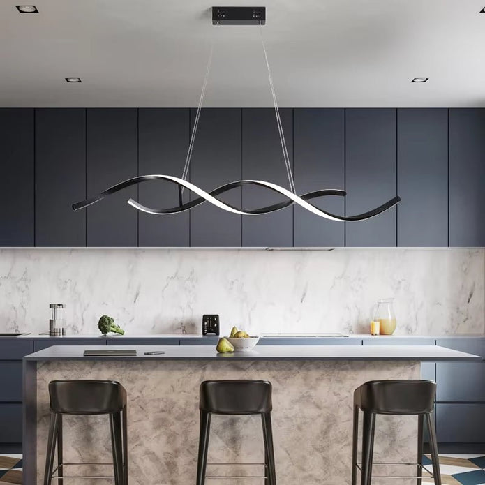BAMDECOR A24122 Modern Minimalist Black Pendant Light Adjustable LED Chandelier for Dining Room and Bar V255-BAM-L-24122-BLK-120