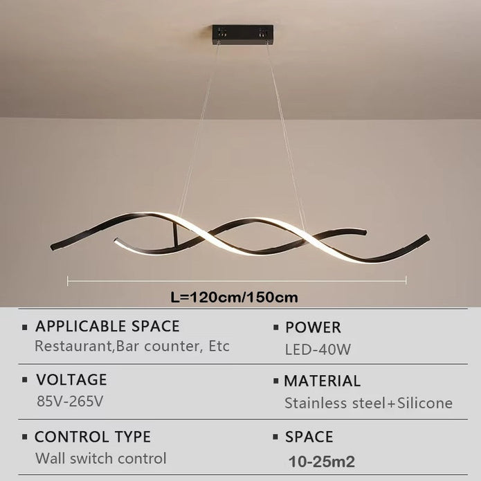 BAMDECOR A24122 Modern Minimalist Black Pendant Light Adjustable LED Chandelier for Dining Room and Bar V255-BAM-L-24122-BLK-150