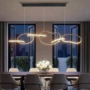 BAMDECOR A24126 Nordic Minimalist LED Pendant Light Adjustable Modern Ring Chandelier for Dining Room and Bar V255-BAM-L-24126-120-BLK