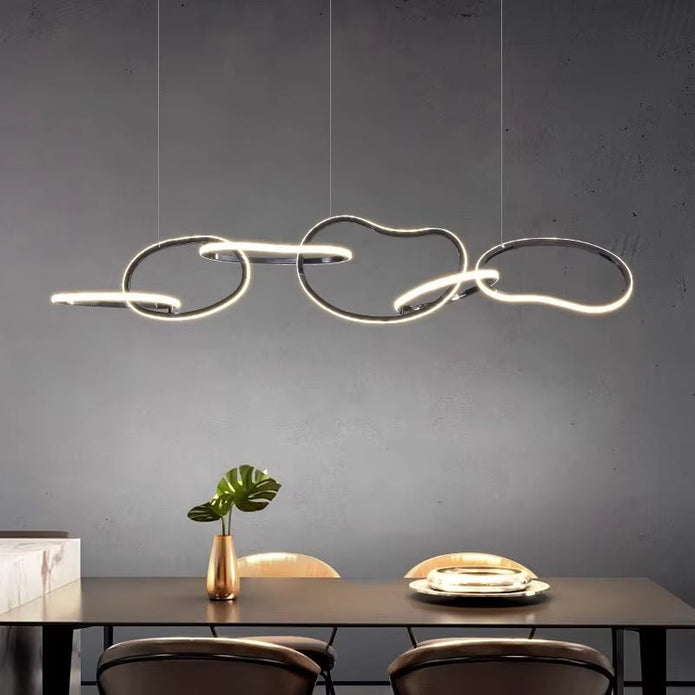 BAMDECOR A24126 Nordic Minimalist LED Pendant Light Adjustable Modern Ring Chandelier for Dining Room and Bar V255-BAM-L-24126-150-BLK