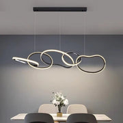 BAMDECOR A24126 Nordic Minimalist LED Pendant Light Adjustable Modern Ring Chandelier for Dining Room and Bar V255-BAM-L-24126-150-BLK