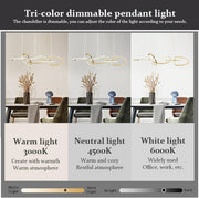 BAMDECOR A24126 Nordic Minimalist LED Pendant Light Adjustable Modern Ring Chandelier for Dining Room and Bar V255-BAM-L-24126-150-BLK