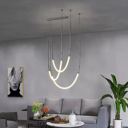 BAMDECOR Minimalistic Retro LED Minimalism Designer Lustre Hanging Lamps Slender-Shape LED Pendant Light V255-BAM-SLENDER-3L