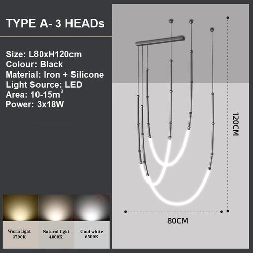 BAMDECOR Minimalistic Retro LED Minimalism Designer Lustre Hanging Lamps Slender-Shape LED Pendant Light V255-BAM-SLENDER-3L