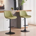 SERENITa AVO Green Modern Height Adjustable Swivel Bar Stools Upholstered Leather Barstool Kitchen Island V255-BS8409-AVOGREEN