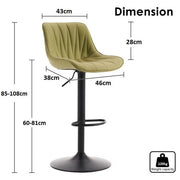 SERENITa AVO Green Modern Height Adjustable Swivel Bar Stools Upholstered Leather Barstool Kitchen Island V255-BS8409-AVOGREEN