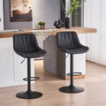 SERENITa Black Modern Height Adjustable Swivel Bar Stools Upholstered Leather Barstool Kitchen Island Chairs V255-BS8409-BLACK