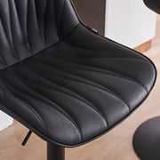 SERENITa Black Modern Height Adjustable Swivel Bar Stools Upholstered Leather Barstool Kitchen Island Chairs V255-BS8409-BLACK